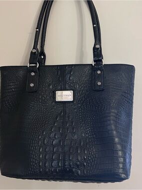 Marc Fisher Black Croc-Embossed Tote